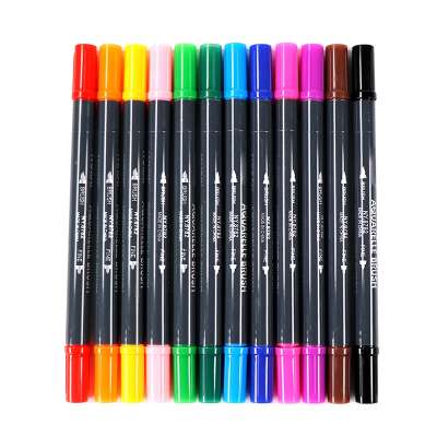 12 high quality dual tip fineliner watercolor brush pen set